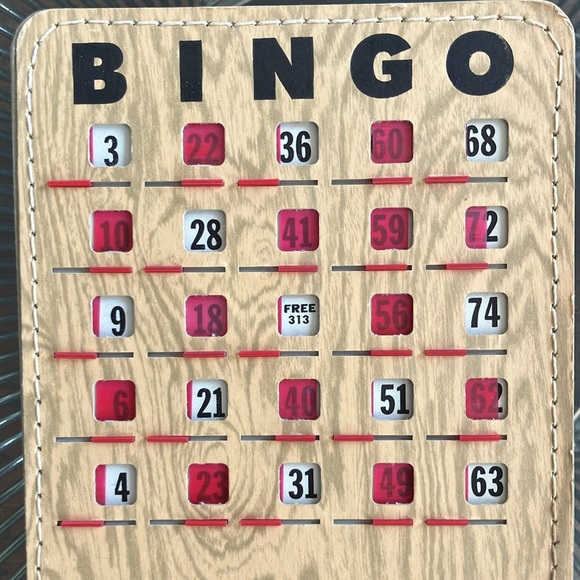 Bundle of 10 vintage Bingo cards faux wood board game cards boards 60s - Picture 13 of 13